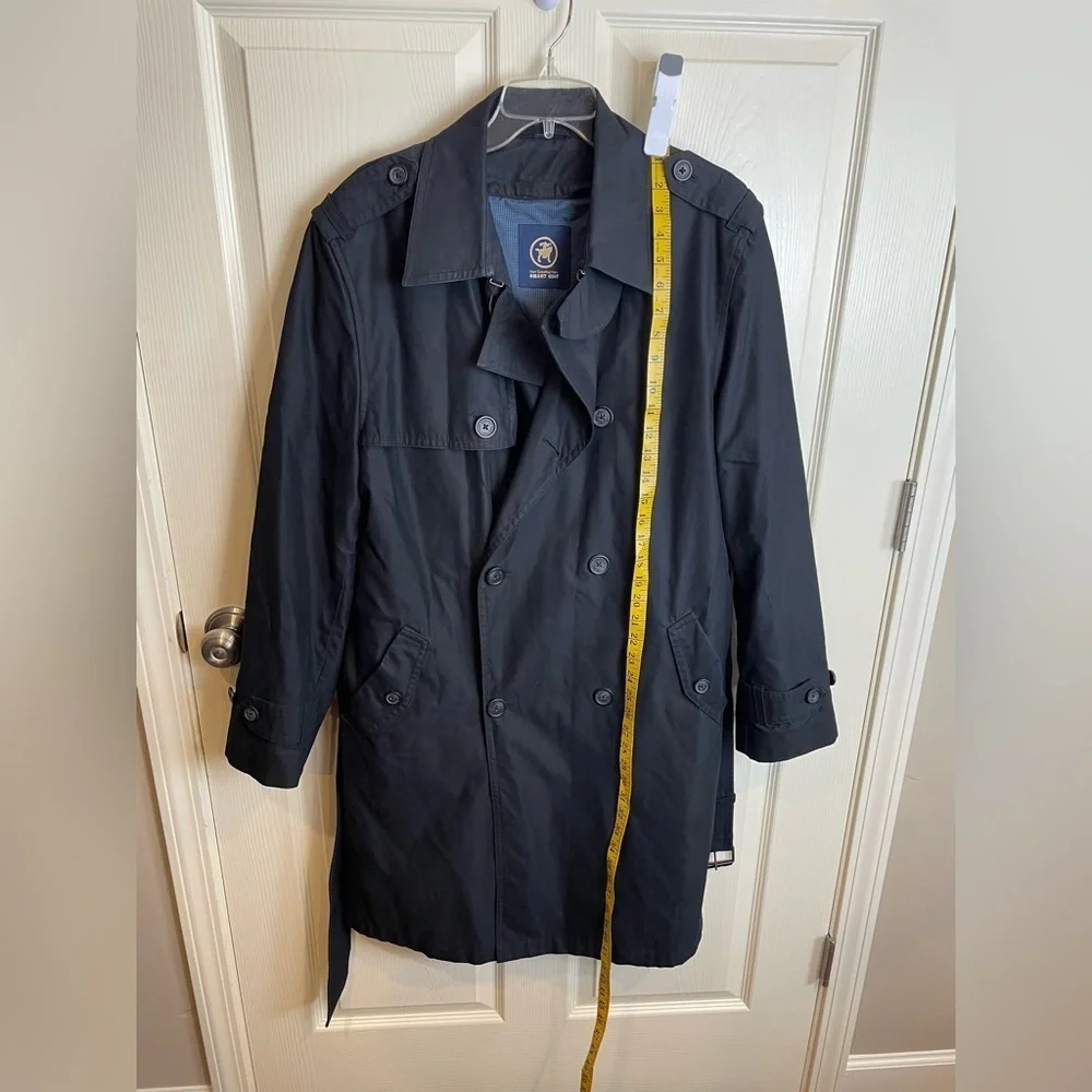 Hart Schaffer Marx Smart coat Men's Black wool lined Trench Coat